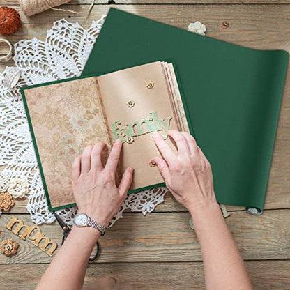 PerKoop Book Cloth for Book Binding 40 x 16 Inch Fabric Surface Paper Backed Bookcover Archival European Durable Strong Bookbinding Supplies Cover Books Album Scrapbooking (Dark Green) - color: Dark Green