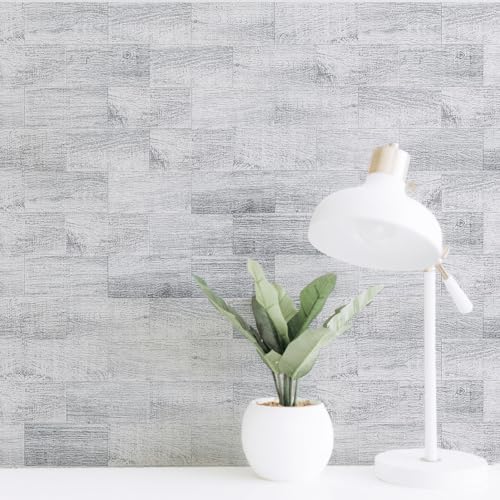 Art3d 102-Piece Peel and Stick Tile Backsplash for Kitchen Bathroom, 3in. × 6in. Stick on Subway Tile White-Washed Wood Plank - color: White-washed