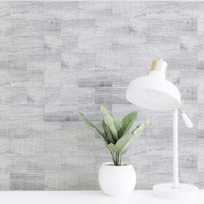 Art3d 102-Piece Peel and Stick Tile Backsplash for Kitchen Bathroom, 3in. × 6in. Stick on Subway Tile White-Washed Wood Plank - color: White-washed