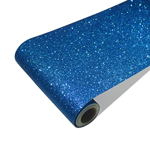 CRE8TIVE Blue Glitter Wallpaper Border Peel and Stick Wall Border Decorative Self Adhesive Sparkle Glitter Contact Paper Fabric Wallpaper Removable Blue Wall Border for Girls Room Dressers 8"x354" - color: Blue, size: 8" x 354"
