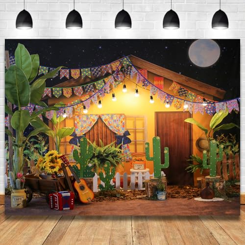 6x4ft Mexican Fiesta Theme Photography Backdrop Rustic Wood House Cactus Carnival Party Decor Baby Shower Birthday Background - size: 6x4ft