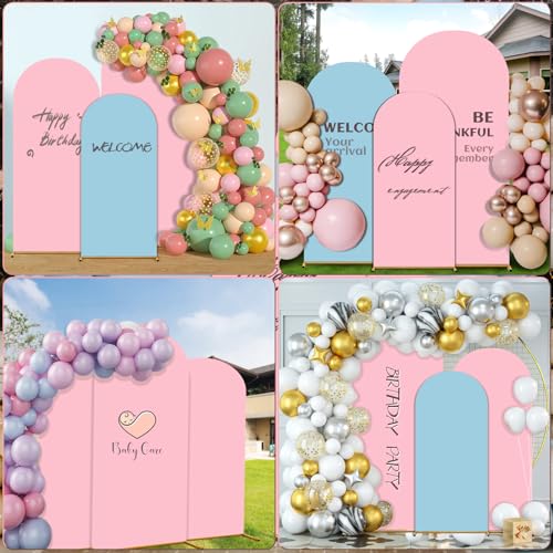 Chiara Wedding Arch Cover Set of 2 - 6Ft/7.2Ft, Double Color Spandex Fitted Arch Cover for Baby Party Birthday Banquet Shower (Pink+Blue) - color: Pink+Blue