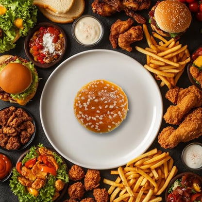 Artificial Hamburger & 12 Artificial French Fries Realistic Food Display Hamburger Model Photography Prop for Home Kitchen Shop Decorations