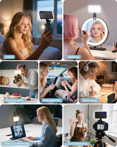 168 LED Phone Light, Selfie Light for iPhone/iPad/Camera, Portable Video Conference Lighting with Clip, Rechargeable 3000mAh CRI 95+, 3 Lights Modes Alix Earle Lights for Selfie, Makeup, Laptops, Vlog - color: A1-Black