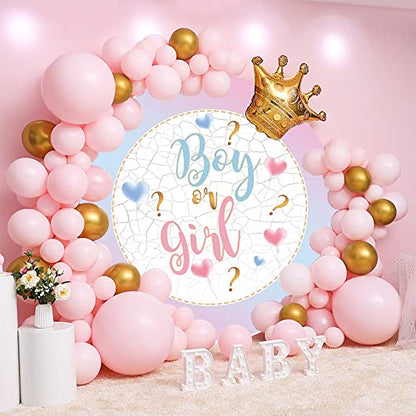 3x3ft Gender Reveal Round Backdrop Pink or Blue Boy or Girl Marble Texture Photography Background Circle Backdrop Cover Baby Shower Party Decoration Banner Photo Shoot Studio Props - size: 3x3ft-Diameter