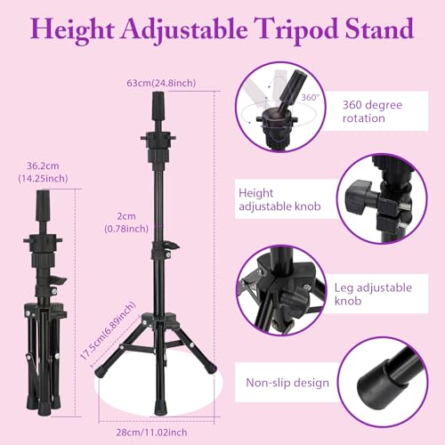 Mannequin Head with Hair with Tripod Stand - 28" Cosmetology Mannequin Head with Stand, Doll Head for Hair Styling Braiding Practice Manikin Head with Tripod Set, Ombre Golden - color: Golden&Tripod