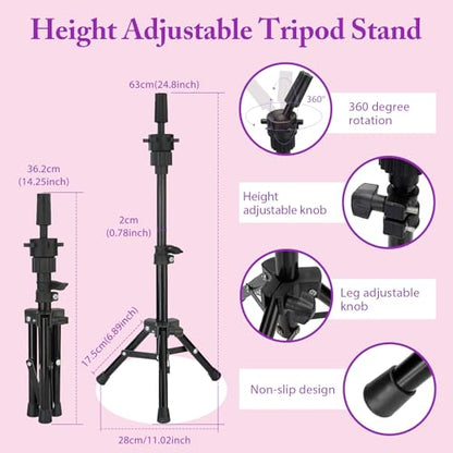 Mannequin Head with Hair with Tripod Stand - 28" Cosmetology Mannequin Head with Stand, Doll Head for Hair Styling Braiding Practice Manikin Head with Tripod Set, Ombre Golden - color: Golden&Tripod