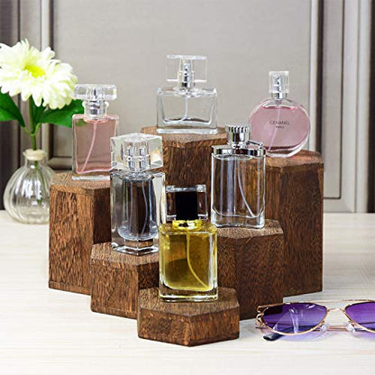 MOOCA Wooden 6 Pcs Hexagon Risers for Display Jewelry and Accessories Display Stand, Brown - color: Brown, 6 Pieces