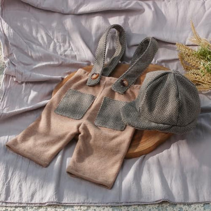 Ylsteed Newborn Boy Photoshoot Outfits 2Pcs Baby Photography Outfits Girl Baby Photography Props Newborn Gentleman Suit Photography Boy Suspender Pants with Beret 9-12lbs/0-3 Months (Coffee) - color: Coffee