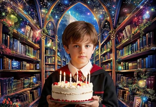 Magic Library Fantasy Space Backdrops for Photoshoot, Vintage Bookshelf Birthday Party Decorations Wall Backdrop for Men Boys Photography Decor Banner, Photographic Studio Photo Backgrounds 7X5 FT - color: Blue, size: 7X5FT