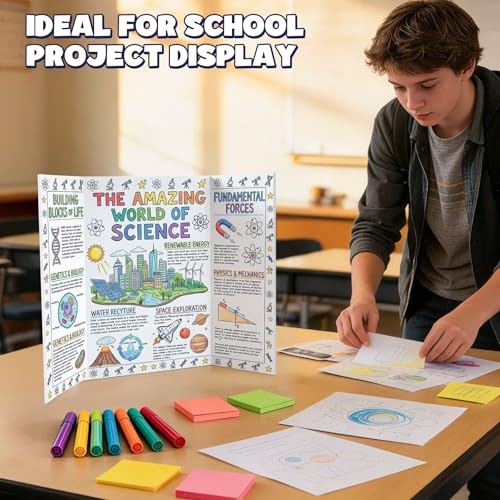 AKONEGE 3 Pack White Trifold Poster Board 24" x 16" Foam Core, Small Tri Fold Foam Poster Boards for Presentations, Science Fair Display, Photo Display, Office & School Projects, Event Exhibitions - size: 24" x 16"