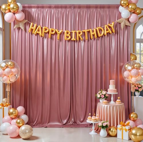 10ftx10ft Rose Gold Sequin Backdrop Curtain for Parties, Wrinkle Free Thick Glitter Sparkle Photo Backdrop Drapes 2 Panels 5x10FT Shimmer Back Drop Cloth for Wedding Birthday Photography Background - color: Rose Gold, size: 5'W×10'H _2 Panels