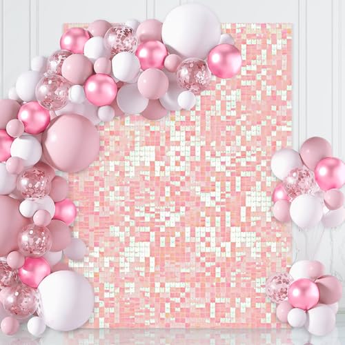 Pink Iridescent Glitter Backdrop 3ftx6ft Shimmer Wall Backdrop Sequin Wedding Photo Background Decor for Baby Shower Anniversary Birthday Parties Supplies - color: Pink Iridescent, size: 3ftx6ft