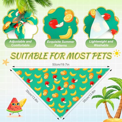 Abbylike 100 Pieces Summer Themed Dog Bandanas Bulk Hawaiian Dog Bandanas for Pets Triangle Kerchief Scarf Bibs Set for Summer Pets Dogs Party Costume Accessories, 25 Styles (19.7 x 13.8 x 13.8) - size: 19.7 x 13.8 x 13.8 Inch, style: Summer
