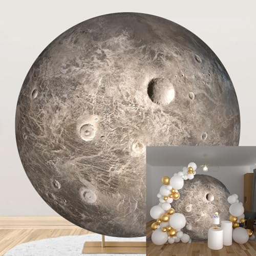 Diameter 3ft Universe Planet Moon Surface Round Backdrop Cover Solar System Outer Space Circle Photography Background for Kids Birthday Party Decor Adults Portrait Photo Booth Props - color: Moon Surface, size: 3x3ft-polyester