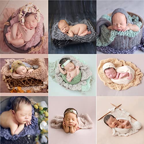 Baby Photography Props Basket Braid Wool Wrap Newborn Photo Shoot Baskets Filler Posing Stuffer Background Blanket - color: Beige