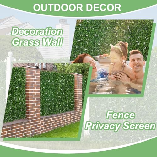 Luyue 12pcs 10"×10" Artificial Grass Wall Panels Greenery Wall Backdrop Flower Hedge Panel Green Grass Decor Privacy Screen Backdrop - color: 10"×10"
