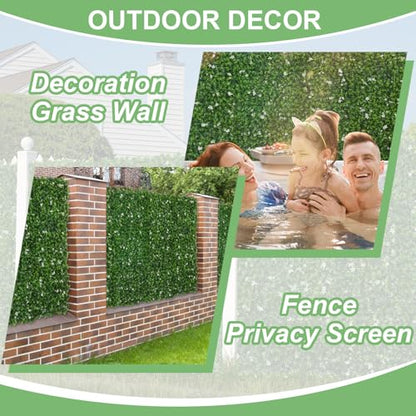 Luyue 12pcs 10"×10" Artificial Grass Wall Panels Greenery Wall Backdrop Flower Hedge Panel Green Grass Decor Privacy Screen Backdrop - color: 10"×10"
