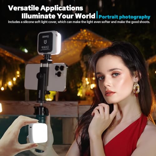 Zeniko VS5 R Mini LED Video Light with Soft Diffuser, Full Color RGB Continuous Light for Photography Vlog Live Streaming,2500K-8500K, CRI 95+ TLCI 96+ APP Control Portable Photography Lighting,Black - color: Black