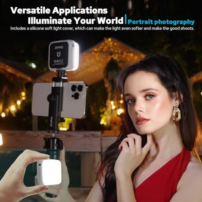 Zeniko VS5 R Mini LED Video Light with Soft Diffuser, Full Color RGB Continuous Light for Photography Vlog Live Streaming,2500K-8500K, CRI 95+ TLCI 96+ APP Control Portable Photography Lighting,Black - color: Black