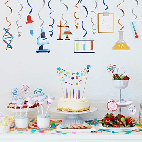 LINGTEER Science Hanging Swirls Streamers Chemistry Laboratory Erlenmeyer Flask Prop Sign Party Decorations