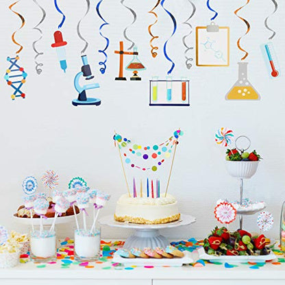 LINGTEER Science Hanging Swirls Streamers Chemistry Laboratory Erlenmeyer Flask Prop Sign Party Decorations