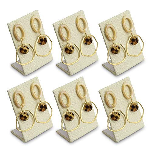 MOOCA 6 Pcs Set Linen Covered Earring Display Stand Jewelry Organizer Earring Display Holder Accessory Rack for Showcase, 2 1/4 W x 1 1/2 D x 3 1/2 H in, Linen - color: Linen