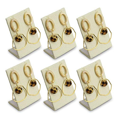 MOOCA 6 Pcs Set Linen Covered Earring Display Stand Jewelry Organizer Earring Display Holder Accessory Rack for Showcase, 2 1/4 W x 1 1/2 D x 3 1/2 H in, Linen - color: Linen