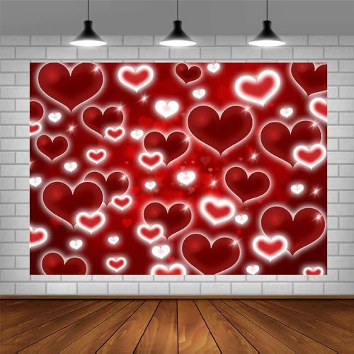 AIBIIN 8x6ft Red Heart Backdrop Valentine's Day Early 2000s Sweetheart Photography Background 2000s Love Hearts Y2k Valentines Day Birthday Party Decorations Banner Photo Props - color: Red, size: 8x6ft