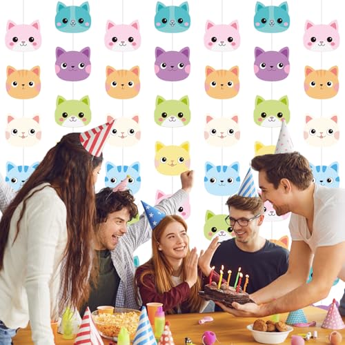 Xinnun 8 Pcs Cat Dollhouse Party Decorations Doll House Hanging Banner Garland Doll of House Birthday Party Decorations Dollhouse Wall Decor for Pet Kitty Themed Birthday Supplies (Cat) - style: Cat