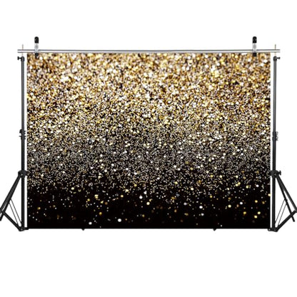 10x8ft Black and Gold Backdrop Birthday Gold Spots Bokeh Wedding Prom Graduation Photography Background X-222 - color: Black, size: 10X8ft