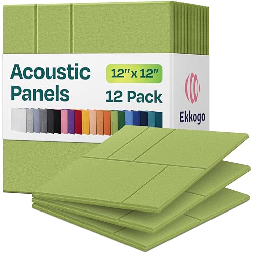 Acoustic Panels 12-Pack Soundproof Wall Panels 12"x12"x0.4" Decorative Sound Dampening for Your Home, Office, Studio, Bedroom & More with Unique GridFrame Carving [Gin Green] - color: Gin Green, size: GridFrame 12 Pack