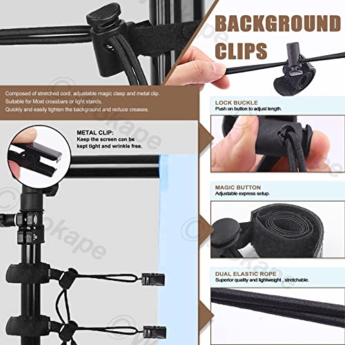 22 Packs Photography Backdrop Clips Clamps, Include 10 Curtain Ring Clips, 6 Spring Clamps, 6 Leather Background Clips Holder for Photo Studio Backdrop Background Helper Photo Clamp