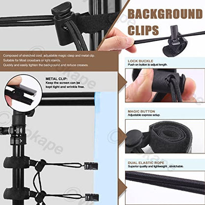 22 Packs Photography Backdrop Clips Clamps, Include 10 Curtain Ring Clips, 6 Spring Clamps, 6 Leather Background Clips Holder for Photo Studio Backdrop Background Helper Photo Clamp