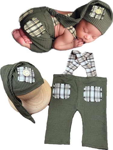 Newborn Baby Boy Suspender Pants Photo Outfits Gentleman Photography Outfit Girl - color: Beige2