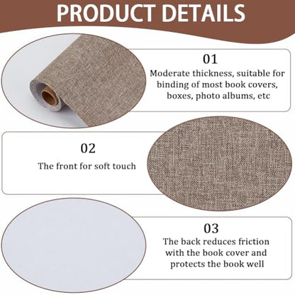 CRASPIRE 51 x 11.8 Inch Book Binding Cloth Book Cover Fabric A4 to A8 Surface Paper Backed Camel Linen Polyester Woven Cover for Books Album Scrapbooking Archival DIY Covering Bookbinding Protector - color: Camel-2