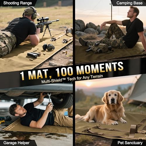 ONETIGRIS Shooting Mat - Roll-up Shooting Mat Prone Shooter Mats Tactical Shooting Blanket Mat for Range Shooting Hunting (Non-Padded - Brown)