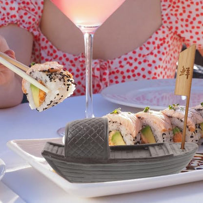 Healifty Decorative Sushi Plate Ornament Miniature Boat Cold Dish Boat Decor Japanese Sashimi Serving Platter for Seafood Presentation and Food Photography
