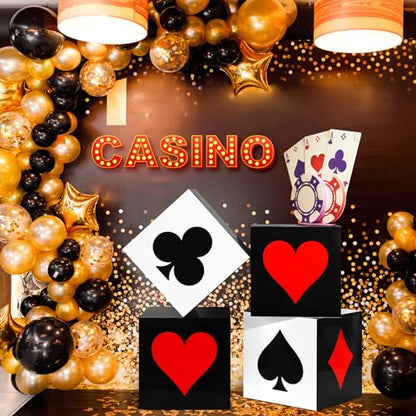 Zhanmai 12 Pcs Casino Party Decorations Las Vegas Game Night Party Supplies Large Poker Favor Goodie Boxes Bulk for Birthday Centerpieces 12 Inch