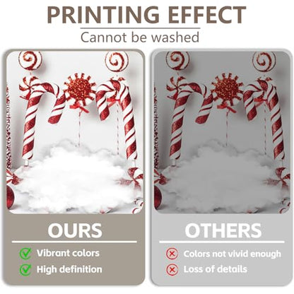 Christmas Backdrop Winter Red Candy Cane Balls Background New Year Photography Banner for Birthday Christmas Party Celebration Decorations Supplies Photo Studio Photobooth Props 7x5ft - size: 7x5 ft