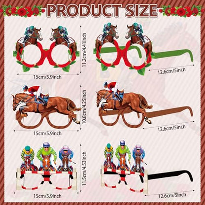 Pajean 36 Pcs Derby Day Glasses Decoration Party Horse Racing Theme Paper Eyeglasses Horse Race Photo Booth Props for Derby Birthday Party Supplies Decorations - style: Horse