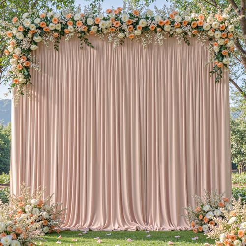 8x10FT Nude Backdrop Curtains for Wedding Parties, Wrinkle Free Polyester Photography Backdrop Drapes for Wedding Baby Shower Birthday Parties Stage Background Stand Decorations 4x10ft,2 Panels - color: Nude, size: W4' x H10'(2 Panels)