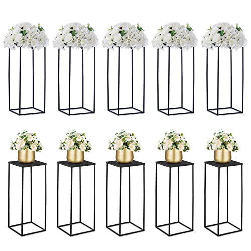 Nuptio Black Vases - 10 Pcs, 23.6 Inch Tall, Perfect for Wedding Centerpieces and Home Party Decorations - color: Black, size: 23.6 inch - 10 PCS