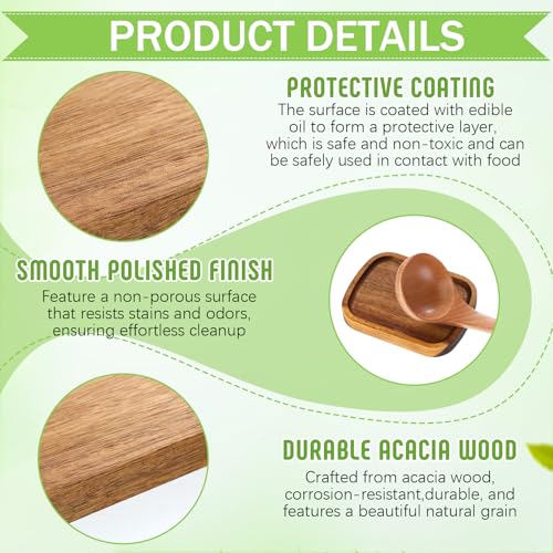 Honeydak 4 Pcs Acacia Wood Spoon Rest for Stove Top Handmade Smooth Wooden Kitchen Spoon Holder for Ladles Tong Cooking Accessories Housewarming Gifts, 5.9" x 4.5" - style: Rectangular