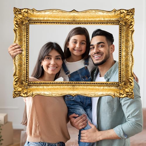 Beeveer Upgraded 32 x 24 Inch Large Photo Booth Props Picture Frame Vintage Photo Frame Friends Selfie Props for Wedding Mexico Birthday Bachelorette Party Supplies(Gold Style) - style: Gold Style