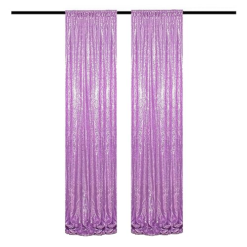 Lavender Sequin Backdrop Curtains 2FTx8FT 2 Panels Light Purple Glitter Photo Booth Backdrop Sparkly Background Drapes for Wedding Bridal Baby Shower Photography Birthday Party - color: Lavender, size: 2FTx8FT-2PCS
