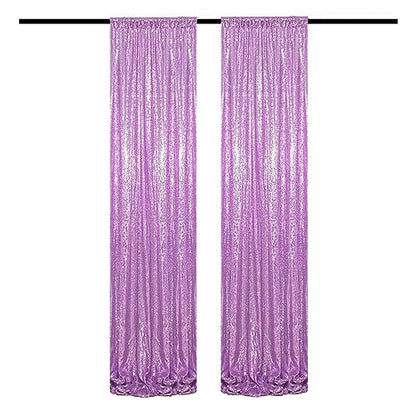 Lavender Sequin Backdrop Curtains 2FTx8FT 2 Panels Light Purple Glitter Photo Booth Backdrop Sparkly Background Drapes for Wedding Bridal Baby Shower Photography Birthday Party - color: Lavender, size: 2FTx8FT-2PCS