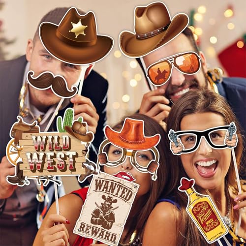 30PCS Western Cowboy Cowgirl Photo Booth Props with 1PCS Inflatable Photo Booth Frame for Wild West Themed Party,Country Party,Cowgirl Bachelorette Party,Cowboy Party Supplies - color: Western Cowboy