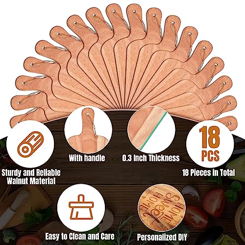 Irenare 18 Pcs Plain Cutting Board Set with Handles Laser Engraving Wooden Charcuterie Kitchen Serving Chopping Board Bulk for DIY Housewarming Mother's Day Gifts(Walnut,15 x 7 Inch) - size: 15 x 7 Inch