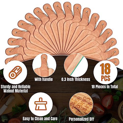 Irenare 18 Pcs Plain Cutting Board Set with Handles Laser Engraving Wooden Charcuterie Kitchen Serving Chopping Board Bulk for DIY Housewarming Mother's Day Gifts(Walnut,15 x 7 Inch) - size: 15 x 7 Inch